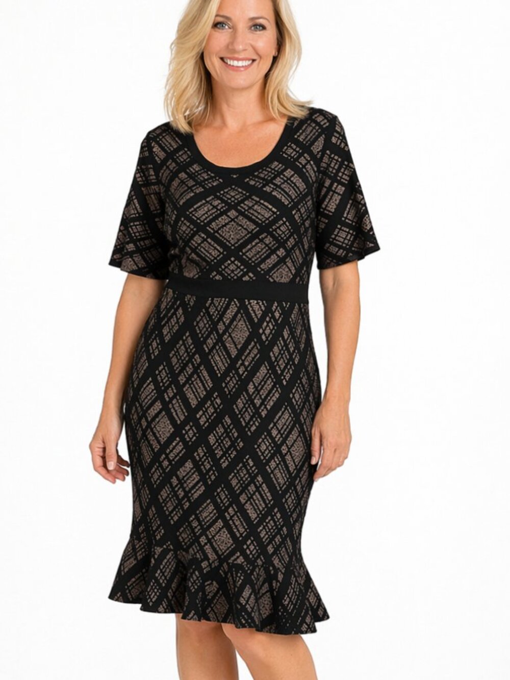 NWT - Large dress, flounce hem. NINA LEONARD. Light academia. Classy. Dressy